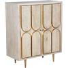 DRW Credenza in Legno con 2 Ante in Beige e Oro 104x88x44 cm