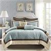 Madison Park Cozy Comforter Set Casual Modern Design Biancheria da Letto per Tutte Le Stagioni, mantovana giroletto Abbinata, Cuscini Decorativi, Poliestere, Juliana Blu, Queen, 9 unità
