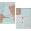 DRW Set di 2 Quadri su Tela Astratta con Cornice in Legno Blu, Oro e amrron 50 x 70 x 3,2 cm