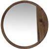 DRW Specchio da parete rotondo con cornice in legno naturale 65x65x3 cm