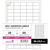 Netuno 25 fogli A4 Etichette Autoadesive 3,8 x 2,12 cm (65 pezzi per foglio) etichette spedizione piccole Carta Bianca Opaca per cucina casa Stampanti Laser Inkjet Spedizioni Pacchi adesivo sticker