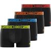 UMBRO Boxer Uomo Cotone, Mutande Uomo, Maglia Ventilata, Vestibilità Perfetta (set di 4), Nero, Taglie XL