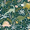 ReWallpaper Carta Da Parati Dinosauri Verde Pellicola Adesiva per Mobili Foglie Fiori Tropicale Carta Da Parati Muro Cameretta Ragazzo 44.5CMx3M Rotolo Adesivo Decorativo per Armadio Cassetti