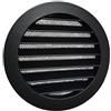 Intelmann Griglia di protezione dagli agenti atmosferici nero/grigio DN: 100, 125, 150, 160, 200. Griglia di ventilazione rotonda in alluminio con zanzariera., Nero