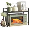 NETEL supporto per forno microonde allungabile,scaffale per microonde cucina a 2 Livelli,scaffale da cucina Con portabicchiere e cestino portaoggetti，Nero