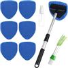 Nuangoo Detergente per Parabrezza Auto, comprendente 6 panni in microfibra, una spazzola per l'aria condizionata e 1 flacone spray, con manico telescopico girevole a 180 gradi(Blu)