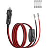 RIIEYOCA 12 V 24 V, spina maschio per accendisigari con cavi di prolunga, 16 AWG, cavo di alimentazione resistente da 15 A per auto, sostitutivo, con interruttore on/off per auto, barche (1 m/3,3