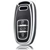 OFF WE GO Custodia Chiave per Audi Guscio Auto Copertina Chiave Macchina per A1 S1 A3 S3 RS3 A4 S4 8K B8 A5 S5 RS5 A6 S6 RS6 4F 4G A7 A8 S8 Q3 Q5 Q7 TT TTS TTRS Guscio Cover Portachiavi, Argento Nero