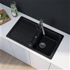 evineo line 100 lavello da cucina con ripiano laterale La: 86 P: 50 mm, reversibile, FOD100BL, line 100 nero opaco [Lavelli da Cucina > per Base Sottolavello a partire da 45 cm]