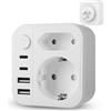 GeeRic Adattatore Presa Americana,GeeRic 6 in 1 Adattatore da Italia a USA Plug con 2 USB-A/Type-C Interruttore Sicuro Adattatore da Viaggio Tipo B per Canada,Messico,Thailandia,Colombia 3400W/Max 250V-13A
