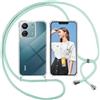 ISOI Cover con Cordino per Xiaomi Redmi 13C/Poco C65, Custodia Trasparente con Collana Tracolla Laccio Collo Ultra Sottile Morbido TPU Silicone Antiurto AntiGraffio Antiscivolo Case, Verde