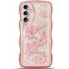 miyonsin Custodia per Galaxy A13 4G, Graziosa Custodia a Forma di Onde Ricce TPU Antishock Cover, Glitter Farfalle Trasparente Custodia Protettiva per Ragazze e Donne, Rosa