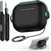 R-fun Compatibile con Airpods 3a Generazione Custodia con Blocco Sicuro, Cuffie Musicali Custodia Protettiva con Kit di Pulizia Compatibile con Apple Airpods 3 2021 Custodia,Nero e verde