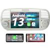 AWESAFE Android 13 (4GB+64GB) Autoradio per FIAT 500 7 Pollici Car Radio con CarPlay Android Auto Comandi al Volante BT FM DSP (bianco)
