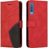 Fatcatparadise Cover per Samsung Galaxy A7 2018 / A750, Flip Caso in PU Pelle Case Libro Portafoglio Protettiva Custodia con TPU Antiurto,[Kickstand][Slot per Schede][Chiusura Magnetica] (Rosso)