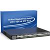 VIMIN Switch Ethernet PoE da 48 Porte Gigabit non Gestito con 2 Porte SFP 1000Mbps di Uplink, Switch Ethernet PoE VIMIN da 50 Porte che Supporta IEEE802.3af/at, Alimentazione 400W, Plug and Play