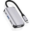 YRRNAE Hub Adattatore USB C 4 in 1 - Tipo C a 4K HDMI, VGA, USB 3.0 e PD Dock Station Multiport - Compatibile Con MacBook Series, Chromebook, Zenbook e Altri Dispositivi Tipo C