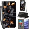 PHINIENLAND Cover per Xiaomi Redmi Note 14 Pro/Note 14 Pro Plus Case PU Pelle Custodia [Kickstand] [Chiusura magnetica] [Slot per Schede], Portafoglio Flip Custodia per Redmi Note 14 Pro,Fiori