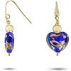 Venetiaurum - Orecchini con Pendenti a Cuore Blu in Vetro originale di Murano e Argento 925 - Gioiello made in Italy certificato