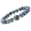ThurColas Bracciale da donna in perline di diaspro blu e perline tibetane