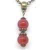 ThurColas Collana da donna con pendente perla di corniola rossa e perle tibetane in bronzo antico