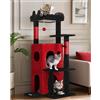 Globlazer Tiragraffi Gotico Nero Rosso Stabile con Grandi Base Grotta Imbottiti Piattaforma Peluche Giocattoli, Albero Tiragraffi Alto 127 cm per Grandi Gatti Anziani Riposare Giocare (FC50, Gotico)