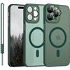 YUANDMI Cover Magnetica per iPhone 14 Pro Max Compatibile con MagSafe, Custodia Per iPhone 14 Pro Max Traslucida Opaca Case Ultra-Sottile Silicone Anti-Scivolo Resistente ai Graffi, Verde Scuro