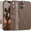 YUANDMI Cover Magnetica per iPhone 16 Plus Cover con MagSafe, Custodia Per iPhone 16 Plus Traslucida Opaca Case Ultra-Sottile Silicone Anti-Scivolo Resistente ai Graffi, Marrone