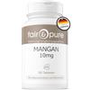 Fair & Pure Manganese 10mg, 180 compresse, integratore minerali vegano | Senza stearato di magnesio e biossido di silicio, senza glutine né lattosio - oligoelemento prodotto in Germania