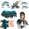 Huahuanghui Scialle Gotico di Piume, Mantello di Piume Donna | Gotico Piuma Naturale Polsino con Ciglia in Piume e Accessori per Capelli in Piume, per Carnevale Halloween Cosplay
