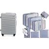WITTCHEN Groove Line, Luggage Suitcase Unisex Adult, manici telescopici, Grigio (Grey) & AiQInu Organizer Valigie 7 Pezzi Set,Waterproof Packing Cube Set Viaggio Organizer per i Vestiti,Scarpe,Intimo