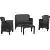 PROGARDEN - Set da giardino Jungle Antracite Linea Rattan
