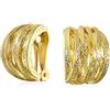 Bling Jewelry Moda Aperta Criss Cross Basket Weave Ampia Metà Cerchio Clip Su Orecchini Per Le Donne Non Forate Orecchie Opaco Placcato Oro