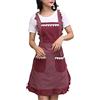 Sefiron NA SEIFINI Grazioso grembiule da donna con tasche, comodo grembiule da cucina, perfetto per bar, pasticceria, giardinaggio, cucina, rosso