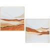 DRW Set di 2 Quadri Tela Paesaggio con Cornice in Legno Bianco e Marrone 60x60x3,2 cm