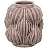 DRW Vaso da Tavolo con Forme a Righe in Ceramica Rosa Bastone Lucido 20x19x19 cm
