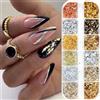 Yamobi Foglia d'oro per unghie con paillette, 12 scatole, per nail art fai da te e cipria, decorazioni per manicure fai da te