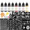PFARRER Kit tatuaggi temporanei 8 Bottiglie Colore Temporaneo DIY Tatuaggio Inchiostro, 105 Pz Stencils Kit per Body Paint Tatuaggi Falsi per Bambini & Donne ZYH2309001KIT