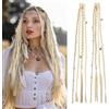 Dsoar Clip in Boho Braids 20 Pollici 2 Pezzi Posticci Intrecciati Bohémien con Perline e Ciondoli Dread Sintetici Resistenti al Calore per Cosplay Uso Quotidiano