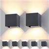 wisdom line Applique da Parete a Cubo 2 Pezzi per Interni ed Esterni, 15W LED 3 Colori Regolabili, IP65 Impermeabile, Angolo del Fascio Regolabile 0-120°, Design Quadrato Moderno Antracite 11cm