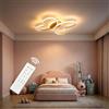 Dythwron Lampada da soffitto per cameretta dei bambini, 58W lampada da soffitto a LED, per camera dei bambini, con telecomando, funzione luce notturna, farfalla, per la cameretta dei bambini (58cm)