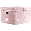 Prandom Scatole portaoggetti con coperchi pieghevoli grandi [confezione da 1] Organizer a cubo portaoggetti decorativo in tessuto, rosa 58 x 40 x 30 cm