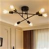ENCOFT 6 Luci Plafoniere da Soffitto, E27 Lampadario Soggiorno Moderno, Lampadario Sputnik Industriale Nero per Camera Da Letto Soggiorno Cucina Corridoio(Lampadina non inclusa)