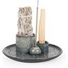 TynTuh Porta Salvia in Ceramica, Porta Incenso 3 in 1 per Palo Santo e Salvia, Vassoio Artigianale per Cenere da Meditazione (Verde)