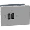 BTICINO Caricatore USB CC MatixGO JG4395CC, Caricatore con 2 Porte USB Tipo C, Potenza Max 63W Quick Charge Power Delivery Ricarica di Dispositivi Elettronici, Presa Elettrica da Muro, 3 Moduli Grigio
