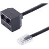 1aTTack.de 1x 0,1 m - Spina Western 8/8 / 2 prese Western 8/8 0,1 m Spina RJ45 a 2x accoppiamento RJ45 Rame placcato oro nero