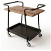 DRW Cameriera con 1 cassetto e 1 ripiano in legno e metallo in naturale e nero 60 x 56 x 34 cm