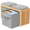 BAM BOO BOX Panca Contenitore Imbottita con Vano in Bambù - Pouf Contenitore e Tessuto 90x33x43cm, Panca Cassapanca Camera da Letto, Puff Contenitore per Divano, Camera da Letto e Ingresso | Capacità 250kg
