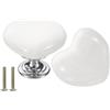 QUARKZMAN 2 Pacchetti Pomelli per Cassetti in Ceramica, Pomelli a Forma di Cuore per Comò, Pomelli Decorativi per Cassetti con Vite M4 x 25mm per Armadio Guardaroba, Bianco/Argento