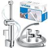 Uvish - Spruzzatore portatile per bidet WC in ottone, attacco per bidet da 20,1 cm con tubo flessibile per igiene personale doccia musulmana Shattaf con pressione regolabile G1/2 e valvola a T G3/8,